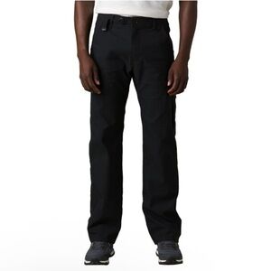 Prana Stretch Zion Pants Belted Solid Black Size 40x32 Men’s Straight Leg